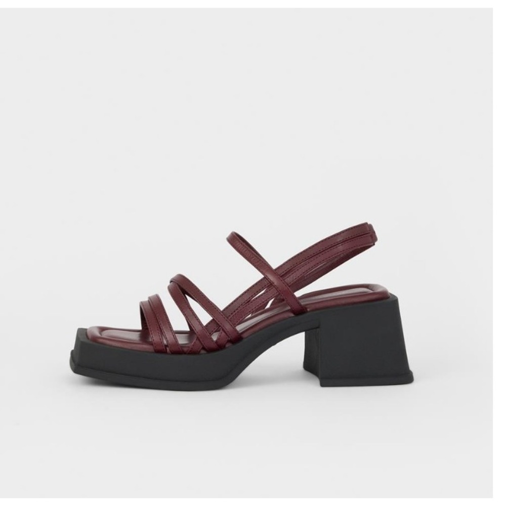Vagabond Shoemakers Hennie Dark Red Burgundy Leather Strappy Platform Heels 38